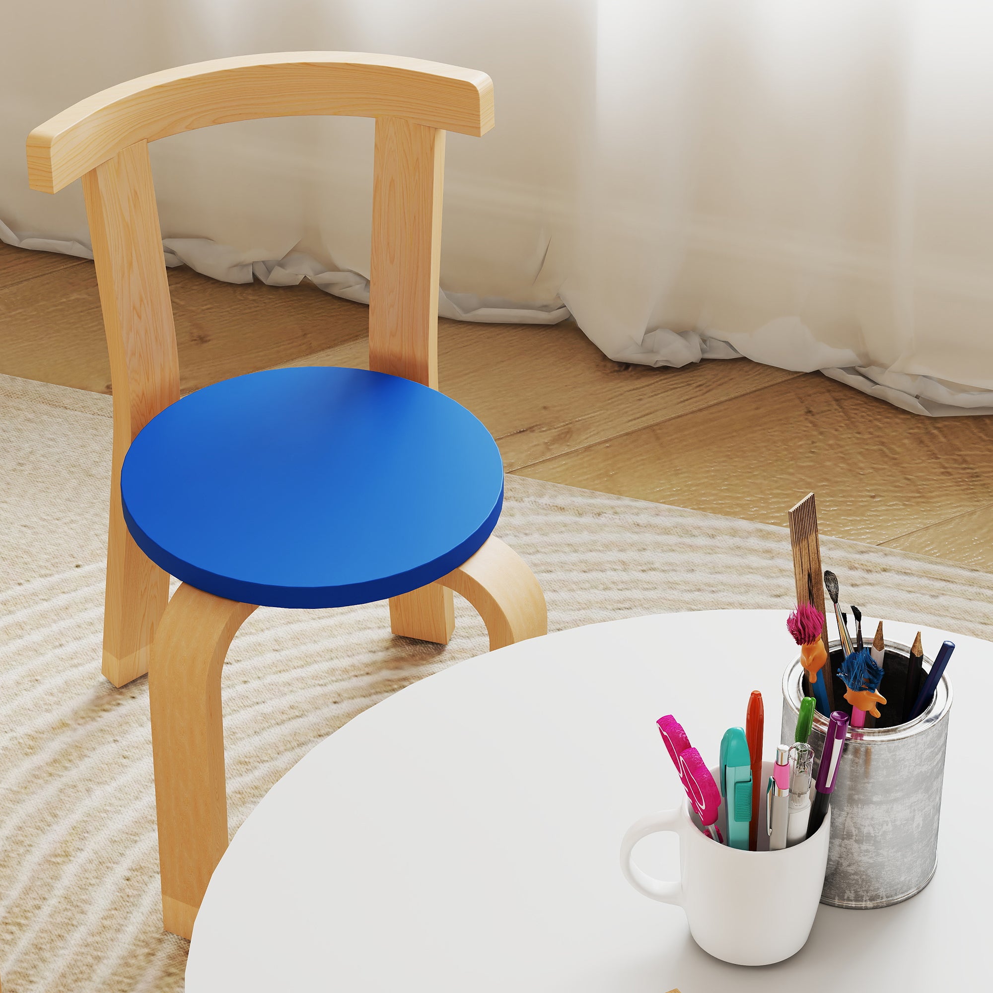 AIYAPLAY 5 Piece Kids Table and Chairs Set, Wooden Toddler Table and Chairs Set for Nursery, Playroom, Classroom, for 3-8 Years 