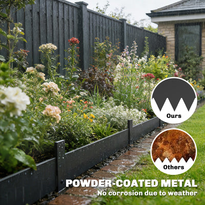 Outsunny 5pcs Garden Fence, Metal Picket Fence Panels, 115x15cm, Black 
