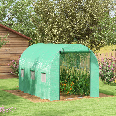 Outsunny Sprinkler System Polytunnel Greenhouse, 3 x 2m, Green 