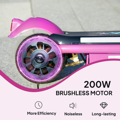 AIYAPLAY Electric Scooter for Kids Ages 6-14, with Dual Brakes, Flash Wheel and Colourful Light, Kids Electric Scooter E Scooter, Up to 12 KM/H & 10 KM, Purple 