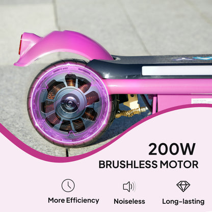 AIYAPLAY Electric Scooter for Kids Ages 6-14, with Dual Brakes, Flash Wheel and Colourful Light, Kids Electric Scooter E Scooter, Up to 12 KM/H & 10 KM, Purple 