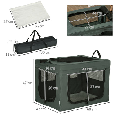PawHut 60cm Pet Carrier, with Cushion, for Miniature Dogs - Grey 