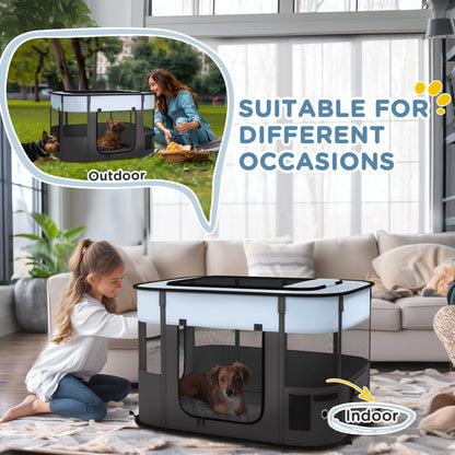 PawHut Foldable Dog Pen with Storage Bag for Indoor/Outdoor Use - Grey 
