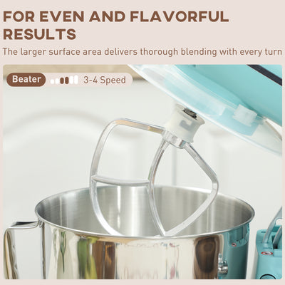 HOMCOM 1300W Kitchen Stand Mixer, with Accessories - Blue 