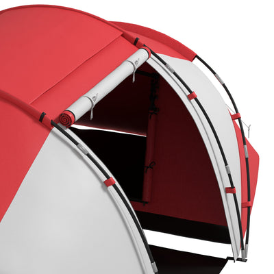 Outsunny 4-6 Man UV Protection Camping Tent - Grey and Red 