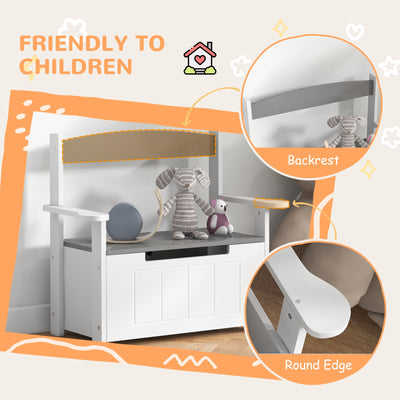 AIYAPLAY 2-in-1 Toy Box for Kids with Lid for Bedroom, Nursery, Playroom, Grey 