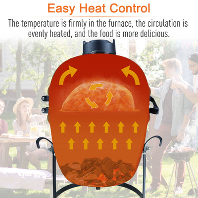 Outsunny Cast Iron Ceramic Charcoal BBQ Oven Black 