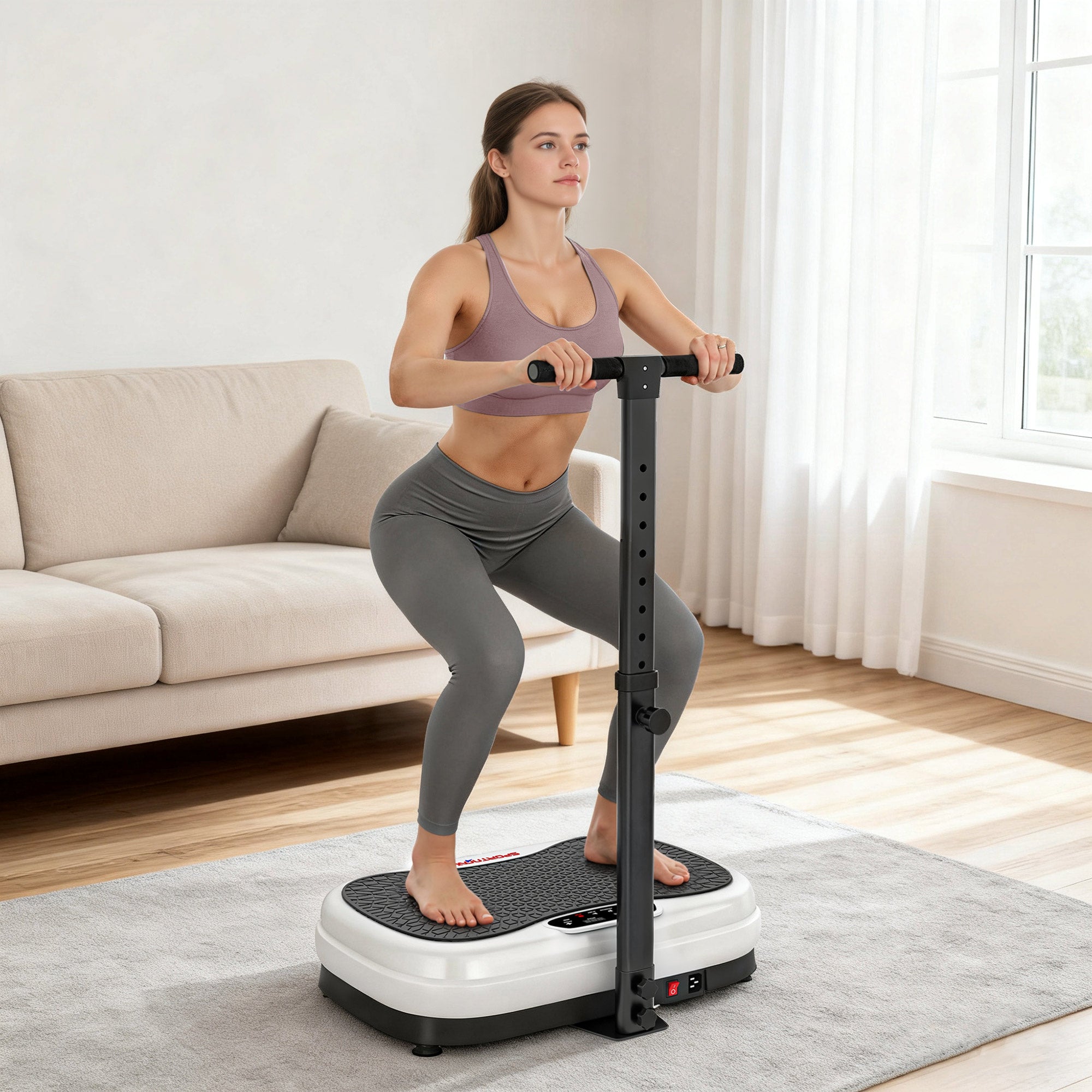 SPORTNOW Vibration Plate, with Adjustable/Removable Handle, Preset Modes, 50 Speeds 