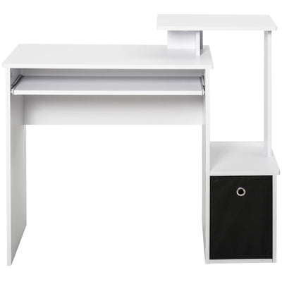 HOMCOM Computer Desk with Sliding Keyboard Tray Storage Drawer Shelf Home Office Workstation White 