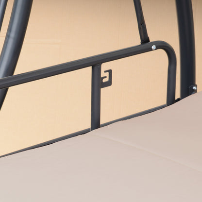 Outsunny 3-Seater Swing Chair, Steel, Polyester-Beige 