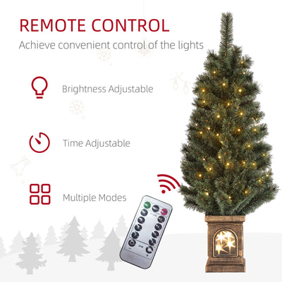 HOMCOM 4ft Artificial Christmas Tree with 80 Warm White LED Lights, 8 Modes and Remote, Realistic Xmas Tree with Square Stand for Party Decoration, Green 