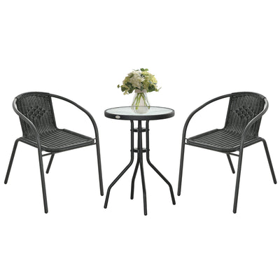 Outsunny 3 Pieces Rattan Bistro Set - Black 