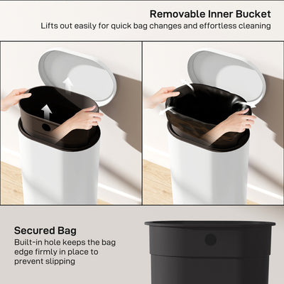 HOMCOM 30 L Modern Curved Kitchen Bin - Cream 