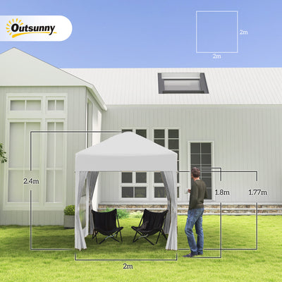 Outsunny Pop Up Gazebo Canopy, size (2 x2m)-White 