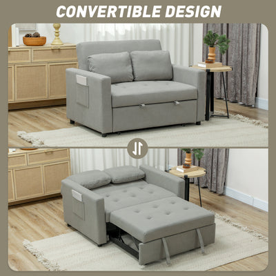 HOMCOM Velvet-Feel Two-Seater Sofa Bed - Light Grey 