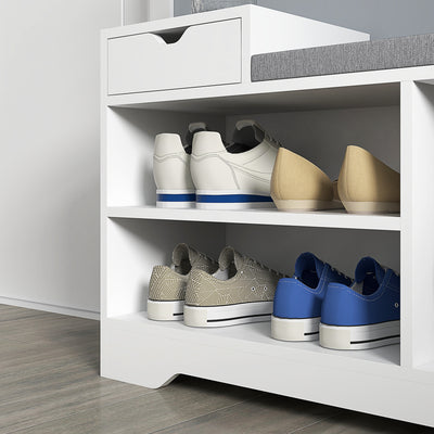 HOMCOM Multi-Compartment Shoe Bench, with Seat - White 