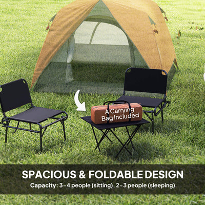 Outsunny 3-4 Person Camping Tent, Easy Set Up Waterproof Dome Tent with Sewn-in Groundsheet, Mesh Windows, Pocket and Hook for Camping, Hiking, Backpacking, Orange and Grey 
