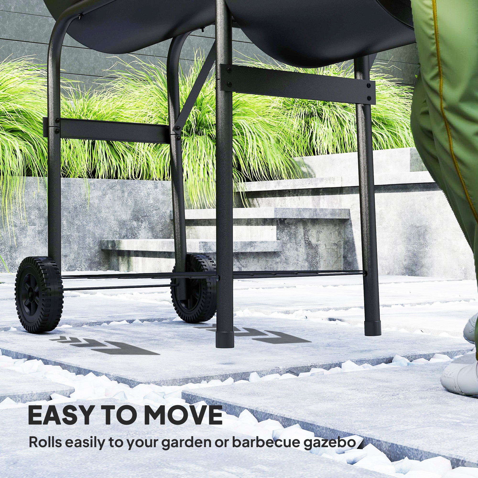 Outsunny Barbecue Grill Portable Outdoor Charcoal BBQ Grill with Offset Smoker 109 x 60 x 120 cm Black 