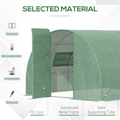 Outsunny Reinforced Walk in Polytunnel Greenhouse, 4x3x2 m 