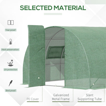 Outsunny Reinforced Walk in Polytunnel Greenhouse, 4x3x2 m 