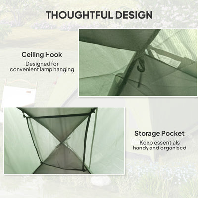 Outsunny 3-4 Person Camping Tent, Easy Set Up Waterproof Dome Tent with Sewn-in Groundsheet, Mesh Windows, Pocket and Hook for Camping, Hiking, Backpacking, Olive Green and Grey 