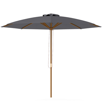 Outsunny 3m Wood Pole Parasol Umbrella - Grey 