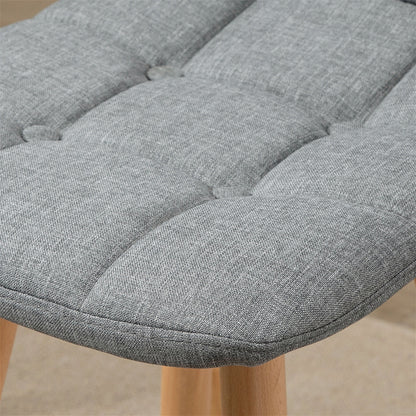 HOMCOM Bar stool Set of 2 Armless Button-Tufted Counter Height Bar Chairs with Wood Legs & Footrest, Grey 