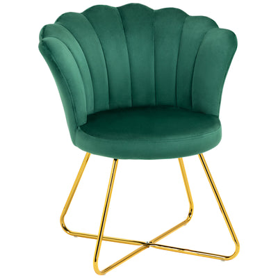 HOMCOM Velvet-Feel Lotus Petal Accent Chair - Green 