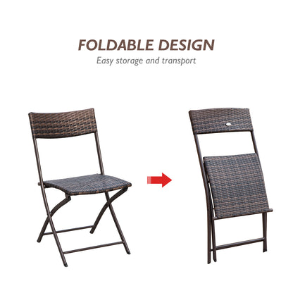 Outsunny 2 Seater Wicker Rattan Bistro Set-Brown 