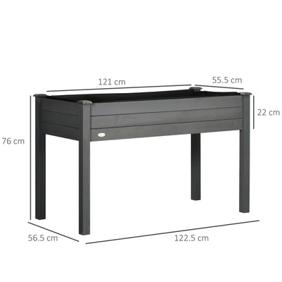 Outsunny Raised Bed for Garden, Wooden Elevated Planter Box with Bed Liner, for Flower Vegetable Herb, Dark Grey 