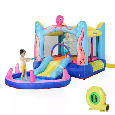 Outsunny Bounce Castle Inflatable Trampoline Slide Pool Octopus Design 3.8 x 2 x 1.8m 