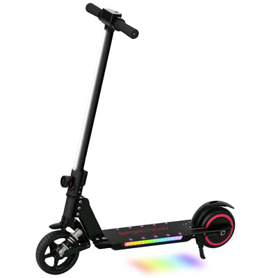 SPORTNOW Folding Electric Scooter for Kids Age 6-14 with Dual Brakes, Front Suspension, LED Colourful Lights and Display, 6.8kg Lightweight Aluminium E Scooter, Up to 14 KM/H & 6 KM, Black 