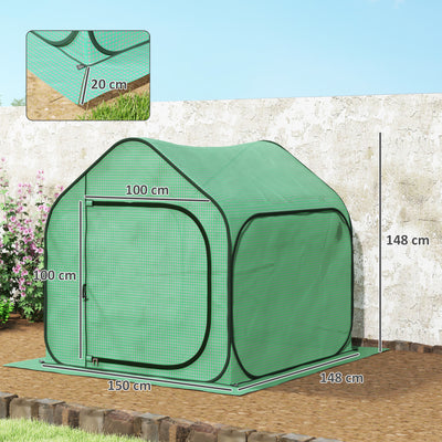 Outsunny 150 x 148cm Pop-Up Greenhouse - Green 
