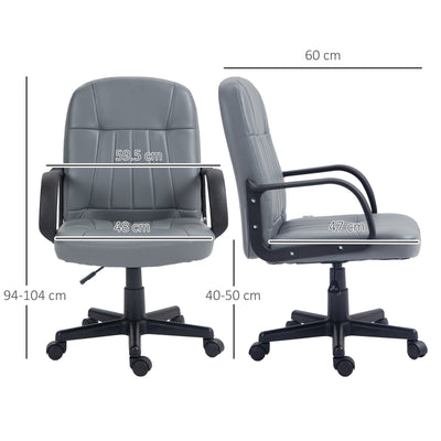 HOMCOM Swivel Executive Office Chair PU Leather Computer Desk Chair Office Furniture Gaming Seater - Grey 