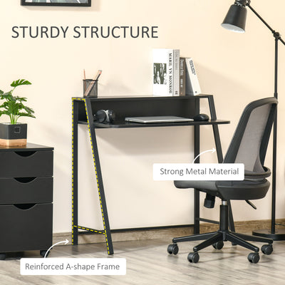 HOMCOM Writing Desk Computer Table Home Office PC Laptop Workstation Storage Shelf 84L x 45W cm Black 