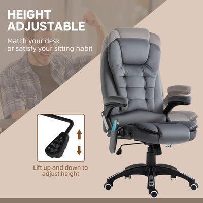 Vinsetto Massage Recliner Chair Heated Office Chair with Six Massage Points Velvet-Feel Fabric 360\'c2\'b0 Swivel Wheels Grey 