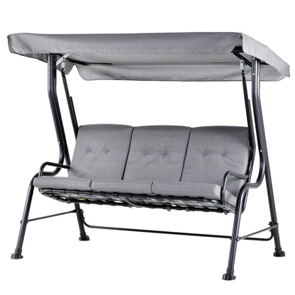 Outsunny Outdoor 3-person Metal Porch Swing Chair Bench, Grey 