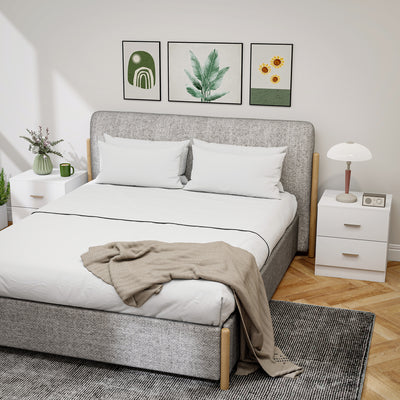 HOMCOM Set of 2 Modern Nightstands, Bedside Tables with 2 Storage Drawers, Accent End Table for Bedroom and Living Room, White 