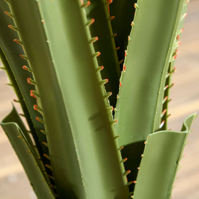 HOMCOM Set of 2 Artificial Plants Agave Succulent in Pot Desk Fake Plants for Home Indoor Outdoor Decor, 15x15x90cm, Green 