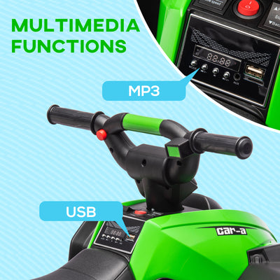 HOMCOM 12V Ride-On Quad Bike w/ Music, Horn, for Ages 3-5 Years - Green 