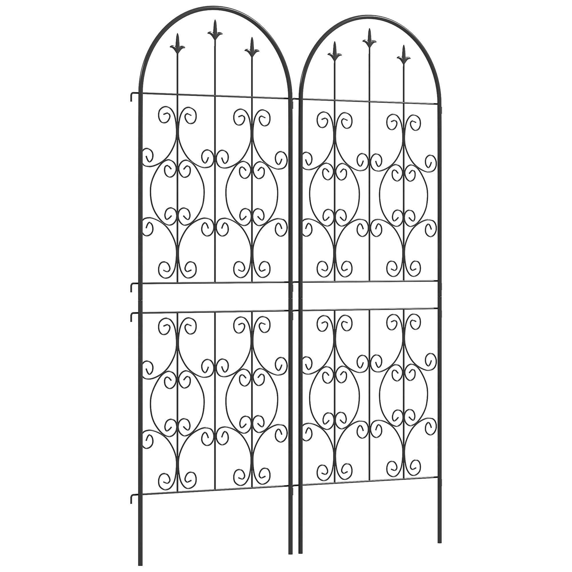 Outsunny Set of 2 Metal Garden Trellis, Decorative Trellis Panels for Climbing Outdoor Plants, Vegetables, Vines, Flowers, 150 x 50 cm, Scrollwork Design 