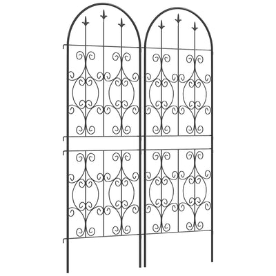 Outsunny Set of 2 Metal Garden Trellis, Decorative Trellis Panels for Climbing Outdoor Plants, Vegetables, Vines, Flowers, 150 x 50 cm, Scrollwork Design 