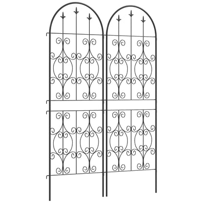 Outsunny Set of 2 Metal Garden Trellis, Decorative Trellis Panels for Climbing Outdoor Plants, Vegetables, Vines, Flowers, 150 x 50 cm, Scrollwork Design 