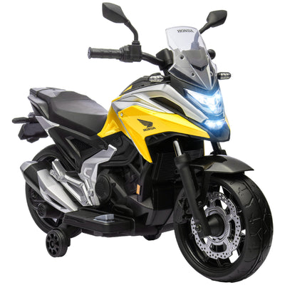 AIYAPLAY 12V Honda Licensed Kids Electric Motorbike w/ Music, Headlights, Early Education Function, for Ages 3-6 Years, Yellow 