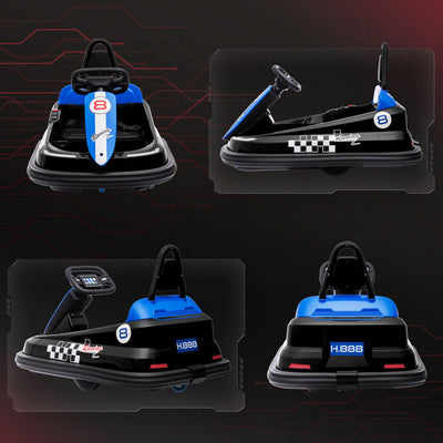 HOMCOM 6V Electric Kids Bumper Car, 6V Spin Waltz Car, with Music, Horn, Lights - Black 