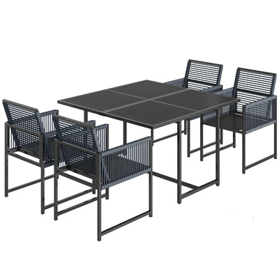 Outsunny 5 Pieces Garden Dining Set, Outdoor Patio Cube Set, 4 Seater Outdoor Table and Chairs with Foldable Backrest, Dark Grey 