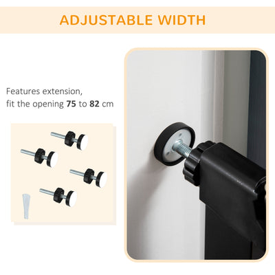 PawHut Dog Safety Gate, for Hallways, Staircases, Doors w/ Automatic Closing Door - Black 