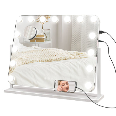 HOMCOM 14 LED bulb Tabletop Makeup Mirror, with Adjustable Settings 