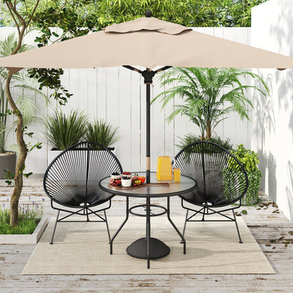 Outsunny Glass-Top Garden Table, with Parasol Hole - Black 