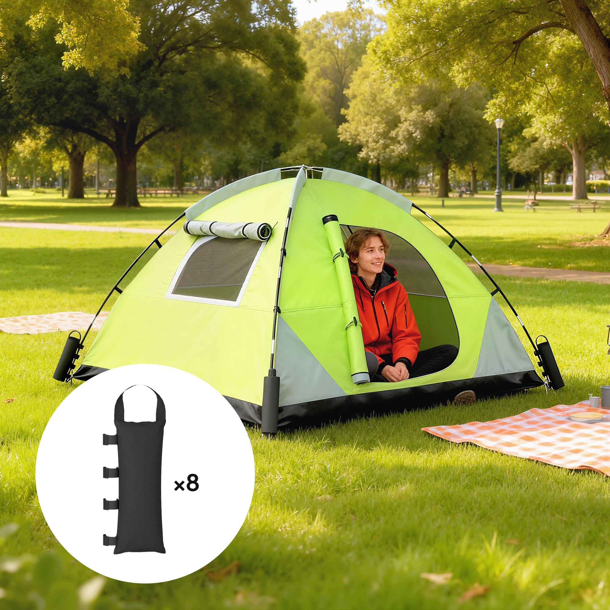 Outsunny 8 Pack Gazebo Sand Weights Bags, 40 kg 600D Heavy Duty Sand Bags Sandbags for Canopy Tent Legs, Without Sand, Black 